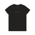 Black t-shirt with 'Content' text on a white background