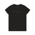 Black t-shirt with 'Distracted' text on a white background