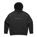 Black hoodie with 'Grateful' text on a white background
