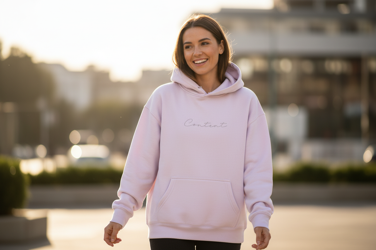Content hoodie - product on model