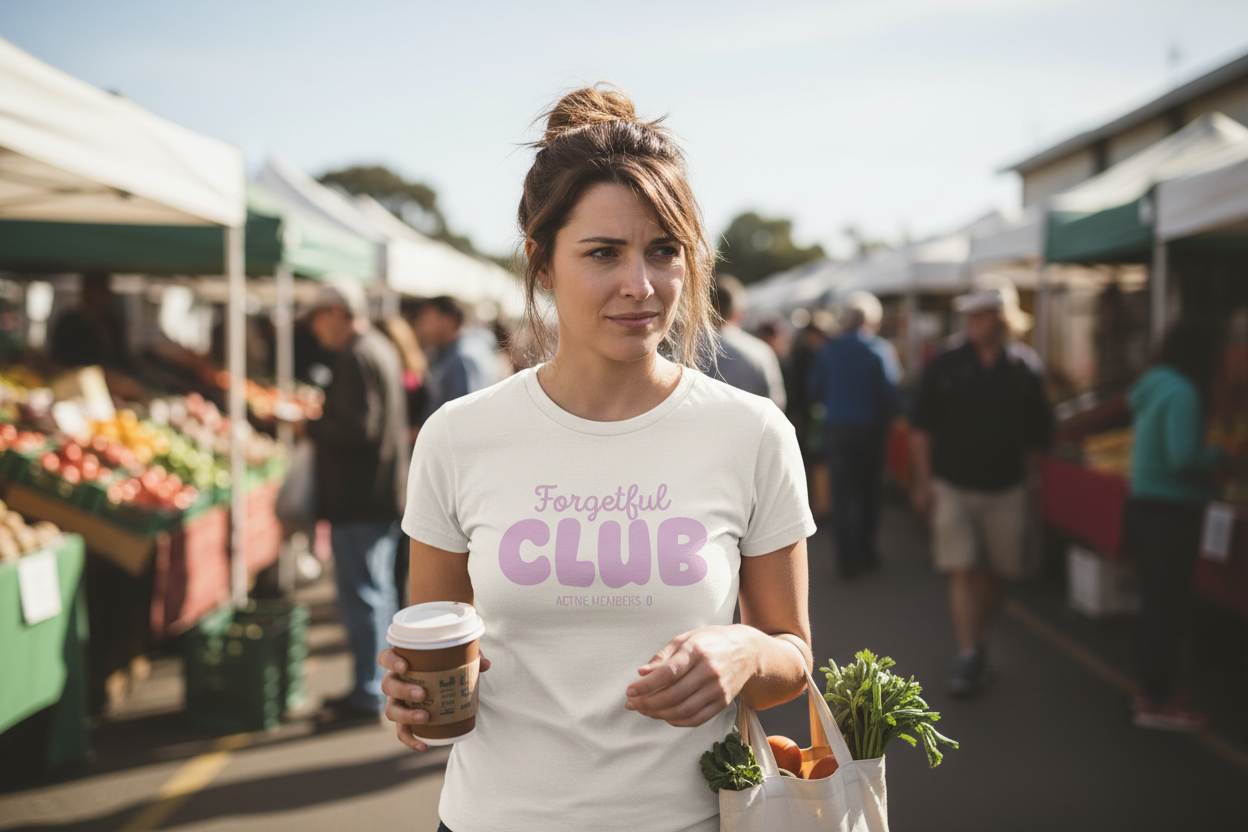 Forgetful Club natural tee - daily life
